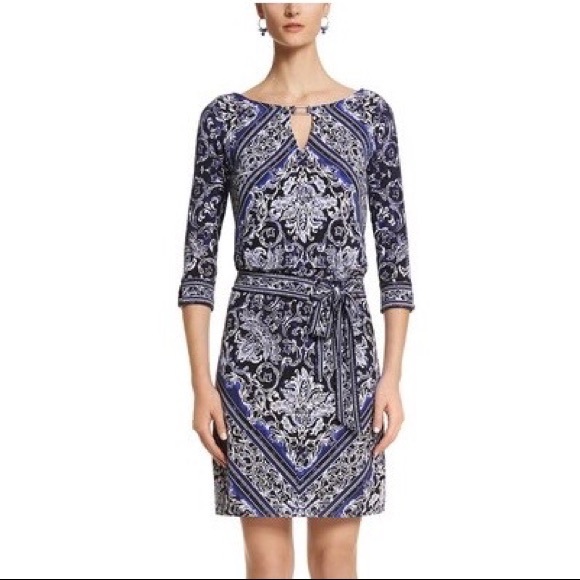 White House Black Market Dresses & Skirts - WHBM PRINT BLOUSON DRESS